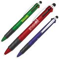 4-in-1 Plastic Pen w/ Soft Touch Stylus Tip